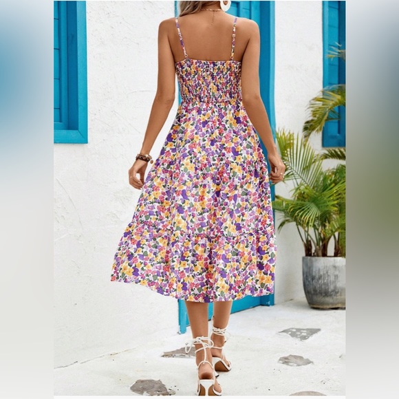 Boho Floral Print Ruffle Hem Cami Dress - Picture 2 of 7